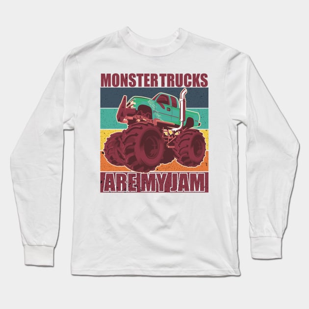 Vintage Monster Truck Are My Jam Retro Long Sleeve T-Shirt by hadlamcom
